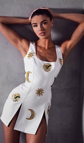 Slip-Minikleid aus Leder in Weiß